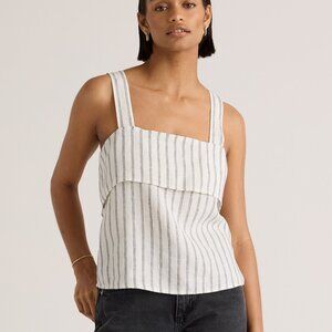 Quince 100% Linen Striped Square Neck Tank Top